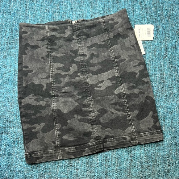 Free People Modern Femme Mini Skirt in Black Camo - Picture 2 of 7